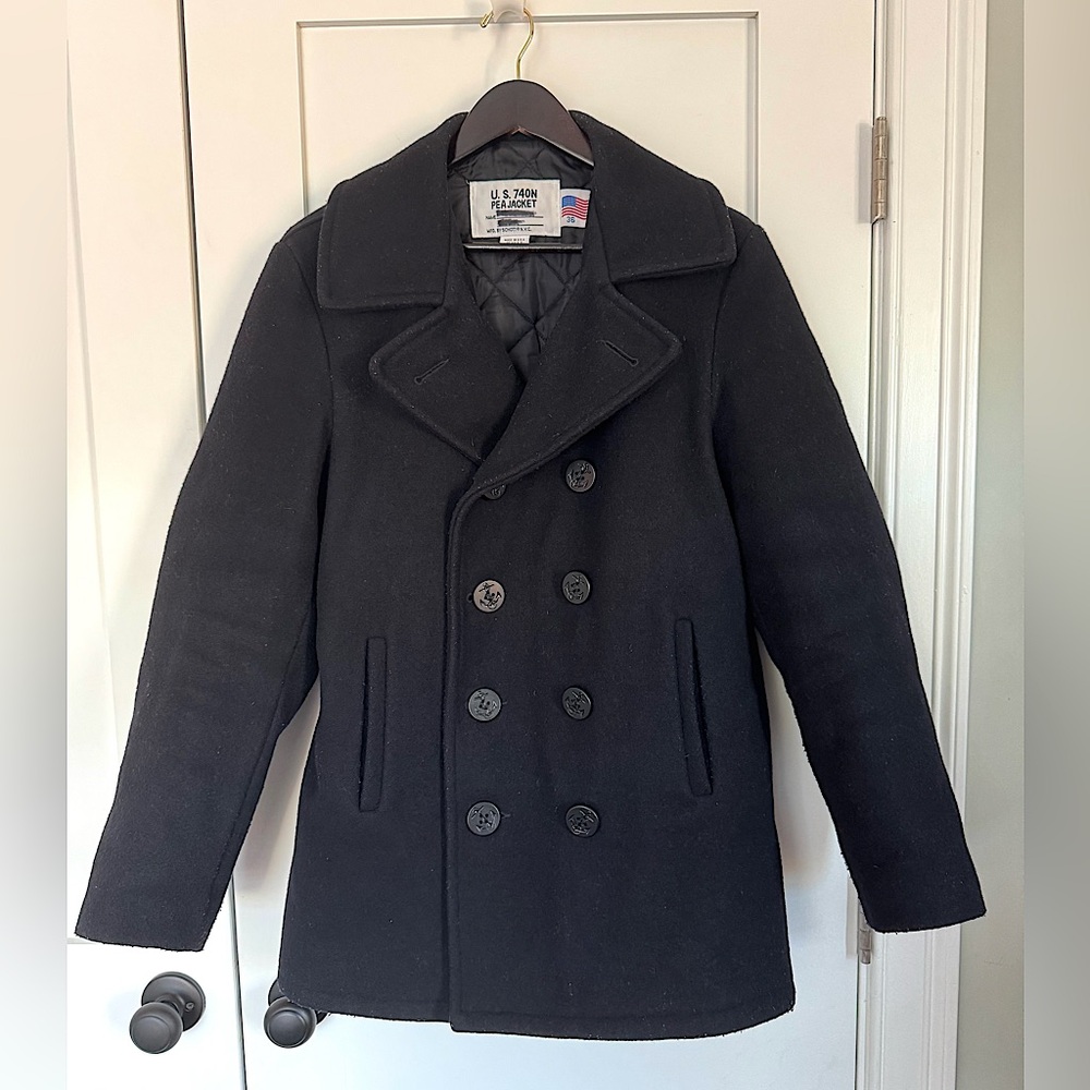 Schott 740 Navy/Black Peacoat Size 36